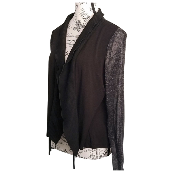 Avant Garde Cardigan With Ruched Front, D Ring Detail  And Sheer Grey Sleeves - Picture 2 of 7